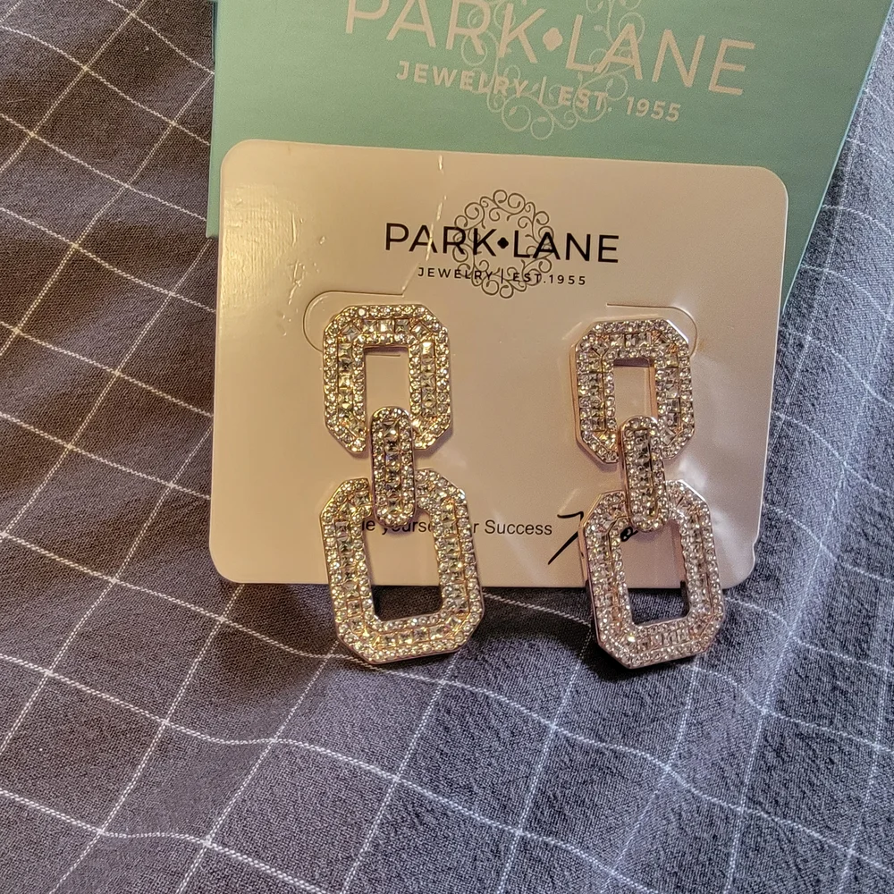 Park Lane Silver Sparkling Geometric Earrings - Picture 1 of 1